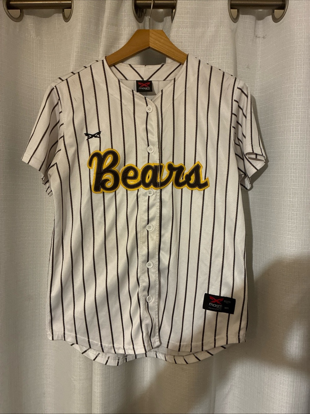 Pinstrip Bears Baseball Jersey with Yellow brown youth